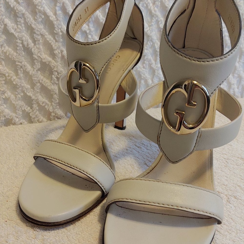 GUCCI Interlocking GG Gladiator Sandal Heels - Picture 1 of 16